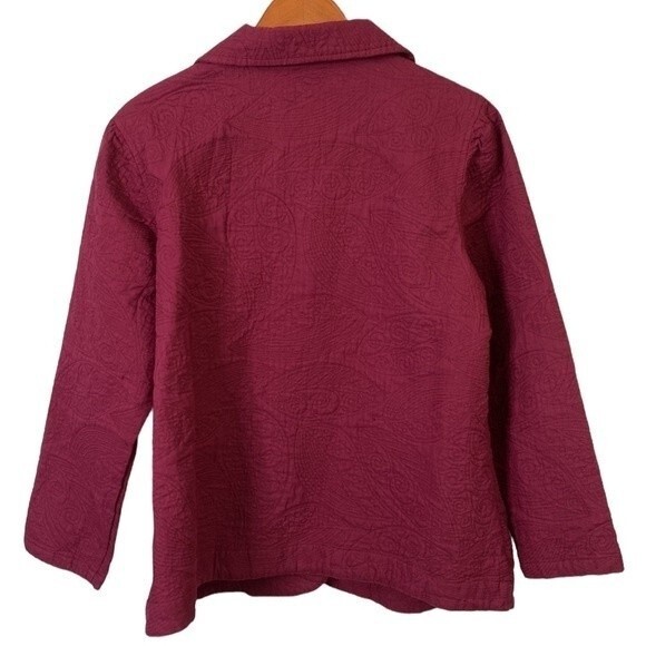 CJ Banks Quilted Button Front Jacket Outerwear Plum Layering Cotton Outdoor Cozy - Picture 4 of 15